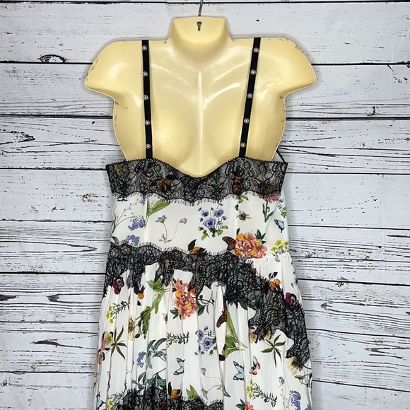 Joie NWT Size 12 Butterfly Bee w/ Floral Lace Pearl Strap Asymmetrical Hem Dress - Picture 6 of 8